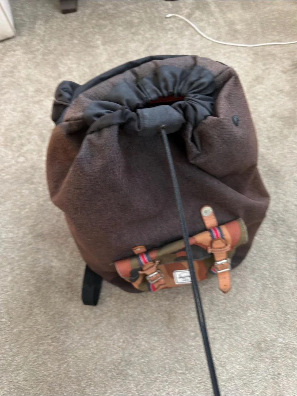 Herschel Supply Company Heritage Backpack in Brown with Camo Pocket